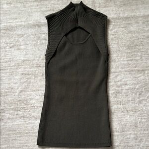 White House Black Market Olive Ribbed Top